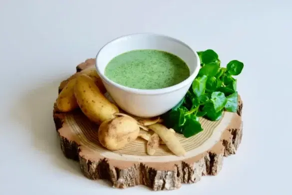 Recette de velouté de cresson pomme de terre et chèvre frais pour bébé (Dès 7 mois)