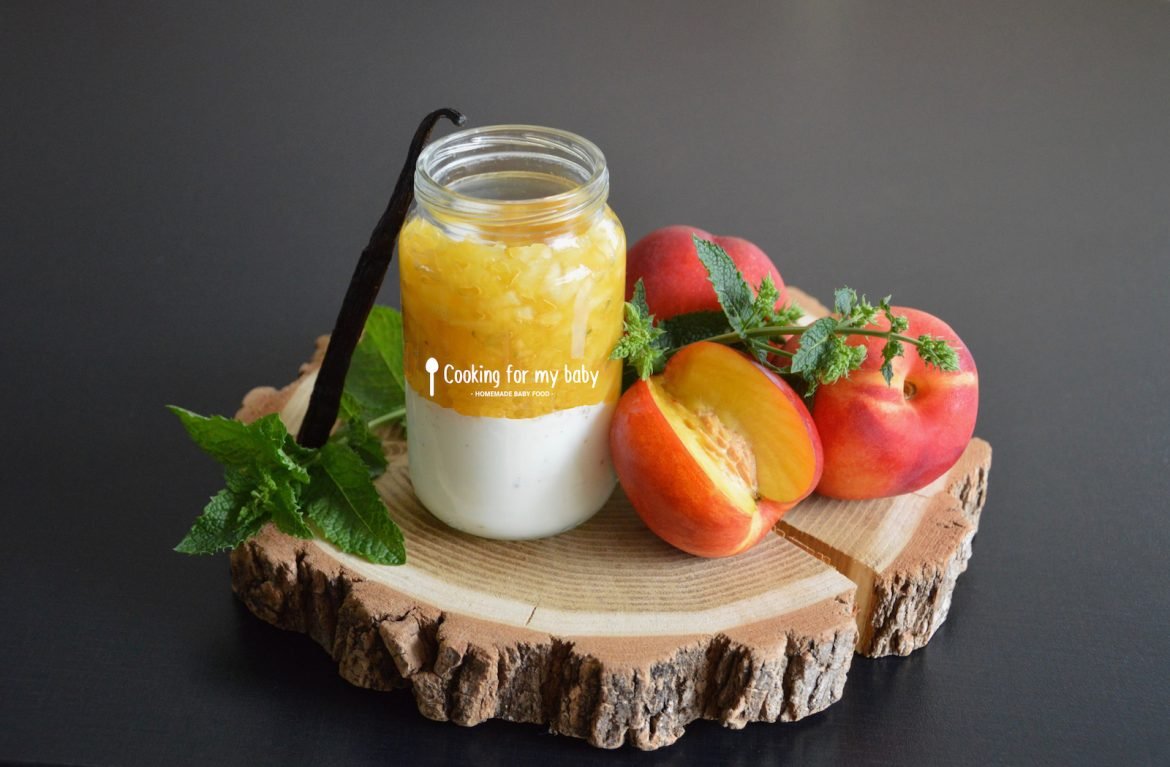 Tartare de nectarine marinée à la menthe sur crème vanille pour bébé (Dès 8 mois)