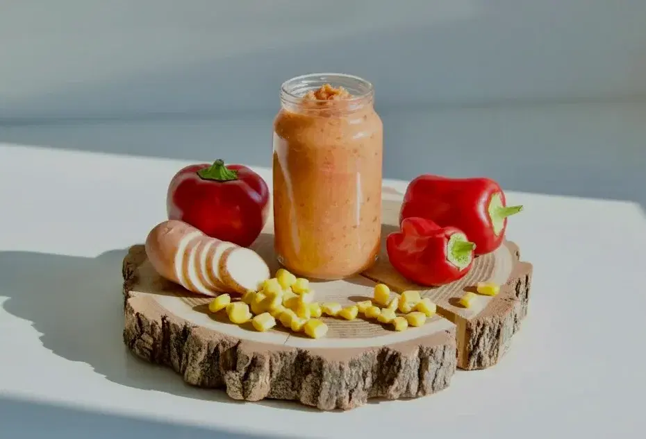Purée de maïs, poivron et pomme de terre pour bébé
