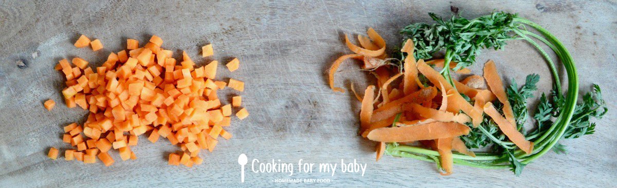 Dés de carotte pour bébé