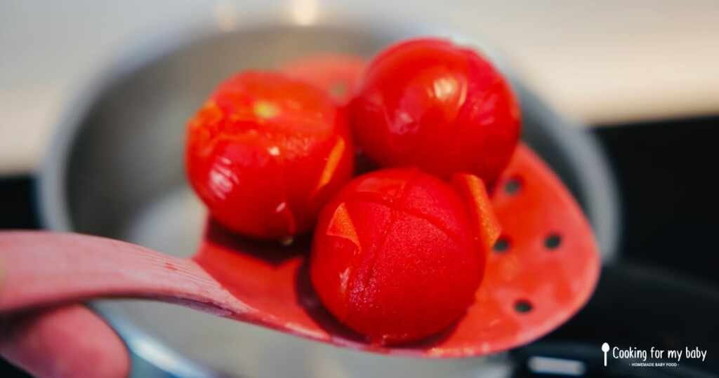Tomates pelées après cuisson