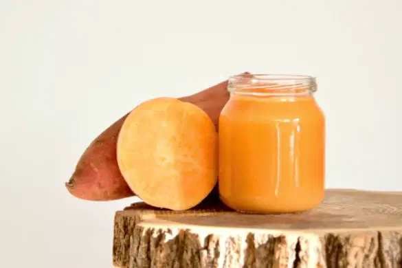 Première purée de patate douce pour bébé, texture lisse et fondante